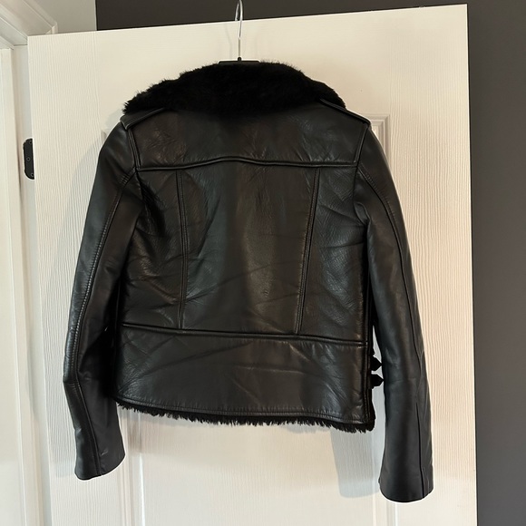 All Saints Black Sherpa Leather Jacket - Picture 2 of 7